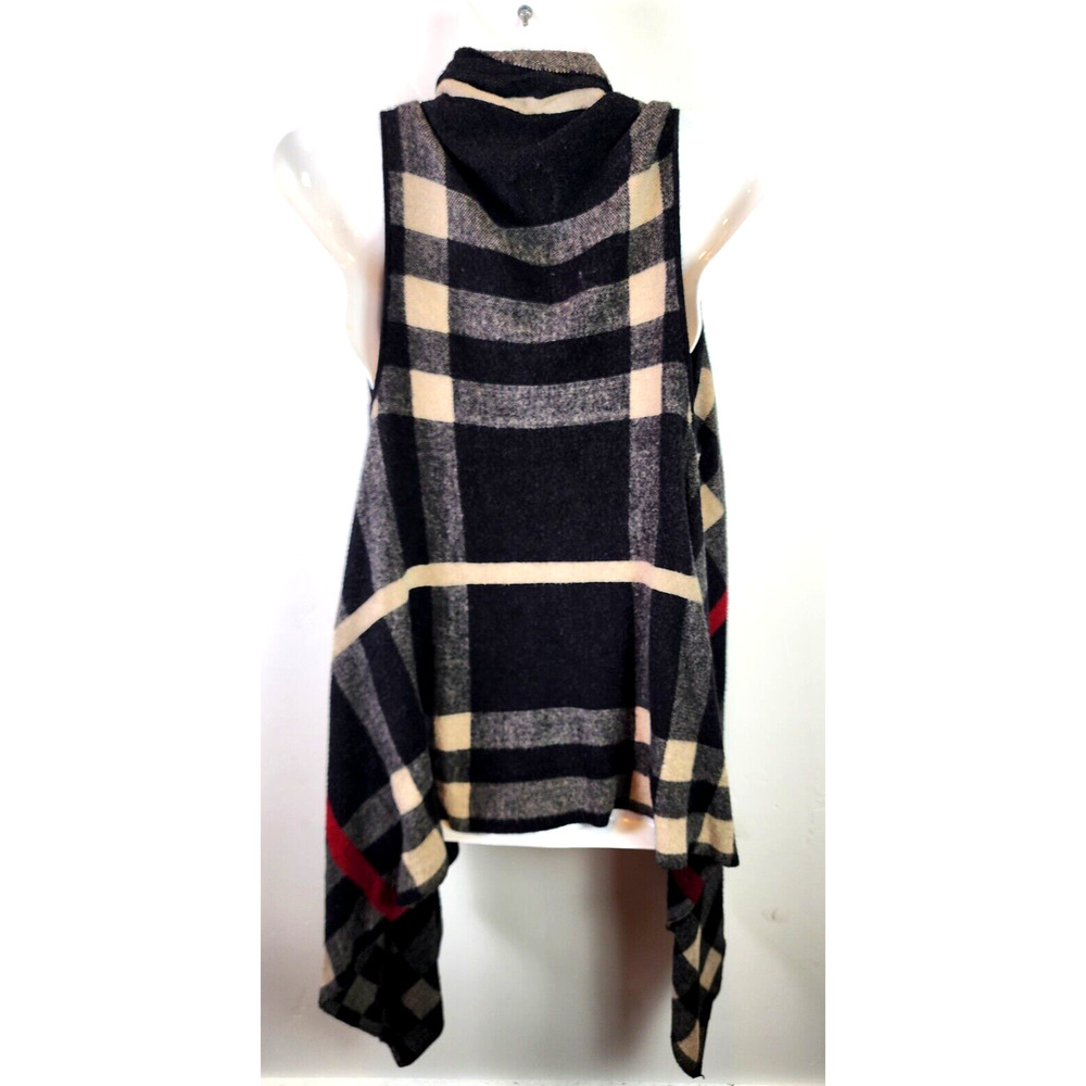 Como Vintage Multicolor Plaid Open Front Sleeveless Long Sweater Vest Size 1X - Picture 6 of 11